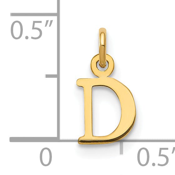 14k Yellow Gold Polished Finish Cut-Out Letter D Initial Design Charm Pendant
