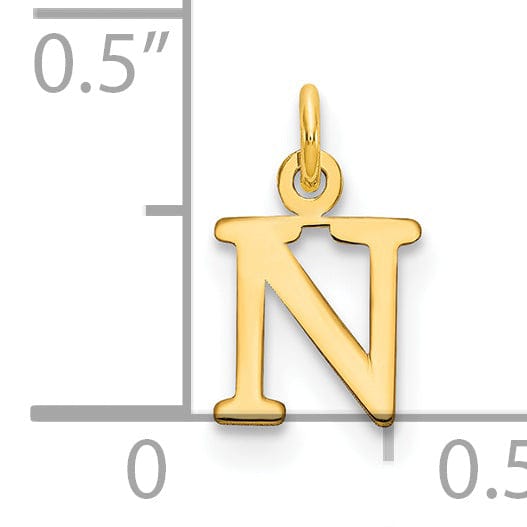 14k Yellow Gold Polished Finish Cut-Out Letter N Initial Design Charm Pendant