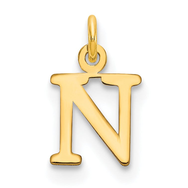 14k Yellow Gold Polished Finish Cut-Out Letter N Initial Design Charm Pendant