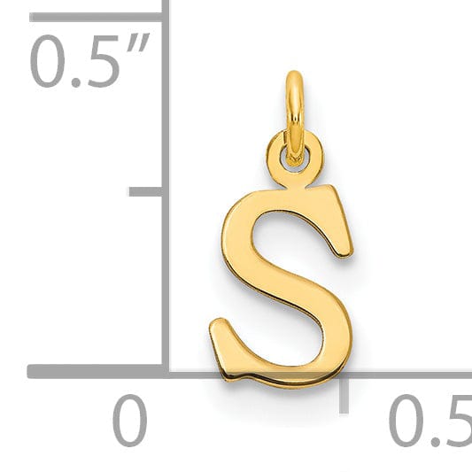 14k Yellow Gold Polished Finish Cut-Out Letter S Initial Design Charm Pendant