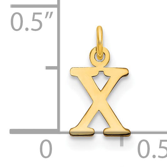 14k Yellow Gold Polished Finish Cut-Out Letter X Initial Design Charm Pendant