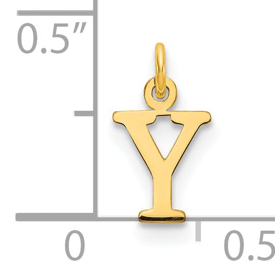 14k Yellow Gold Polished Finish Cut-Out Letter Y Initial Design Charm Pendant