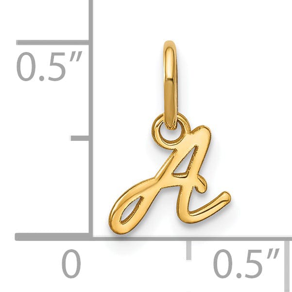 14K Yellow Gold Small Size Upper Case Script Letter A Initial Pendant