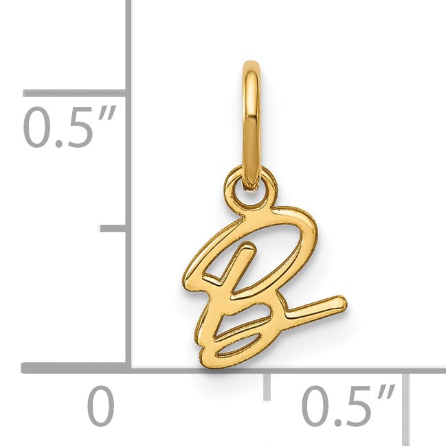 14K Yellow Gold Small Size Upper Case Script Letter B Initial Pendant