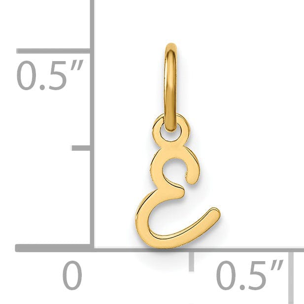 14K Yellow Gold Small Size Upper Case Script Letter E Initial Pendant