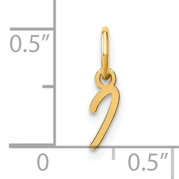 14K Yellow Gold Small Size Upper Case Script Letter I Initial Pendant