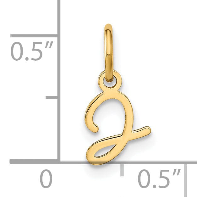 14K Yellow Gold Small Size Upper Case Script Letter J Initial Pendant