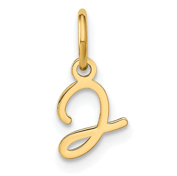 14K Yellow Gold Small Size Upper Case Script Letter J Initial Pendant