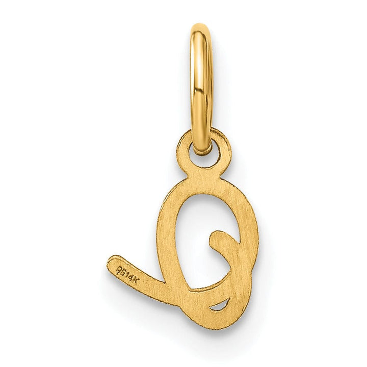 14K Yellow Gold Small Size Upper Case Script Letter O Initial Pendant