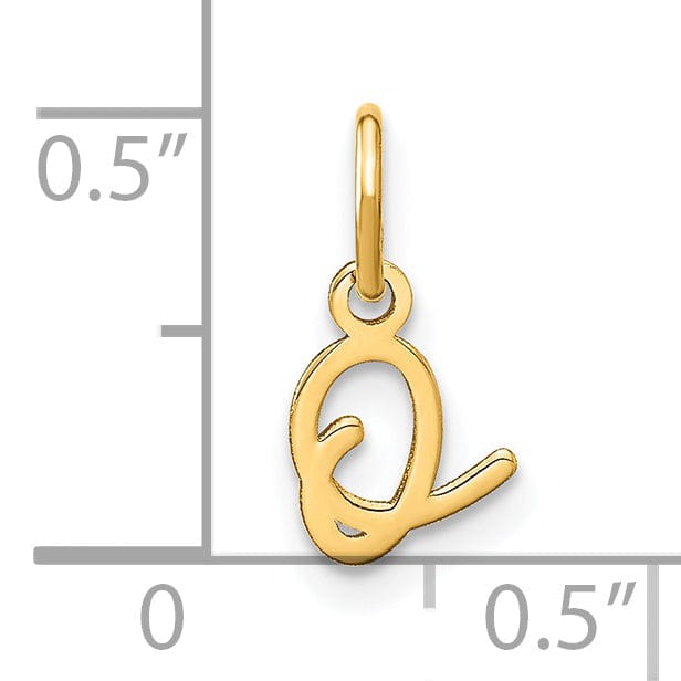 14K Yellow Gold Small Size Upper Case Script Letter O Initial Pendant