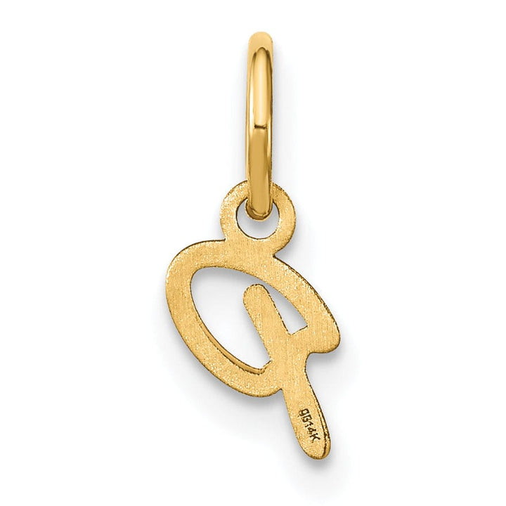 14K Yellow Gold Small Size Upper Case Script Letter P Initial Pendant