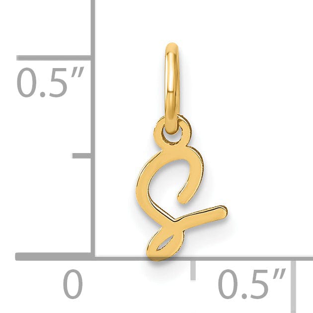 14K Yellow Gold Small Size Upper Case Script Letter S Initial Pendant