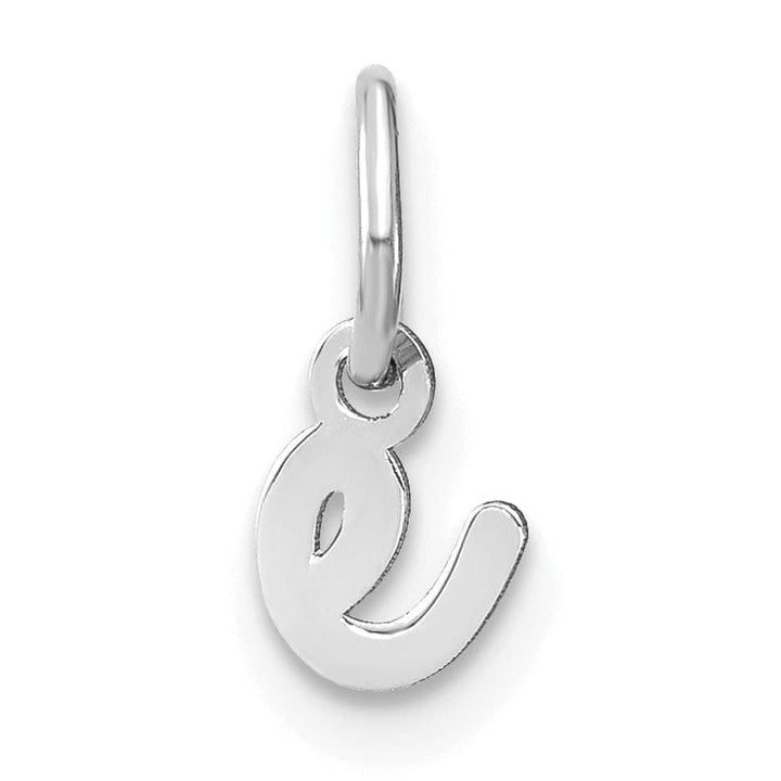 14K White Gold Small Size Lower Case Script Letter E Initial Pendant