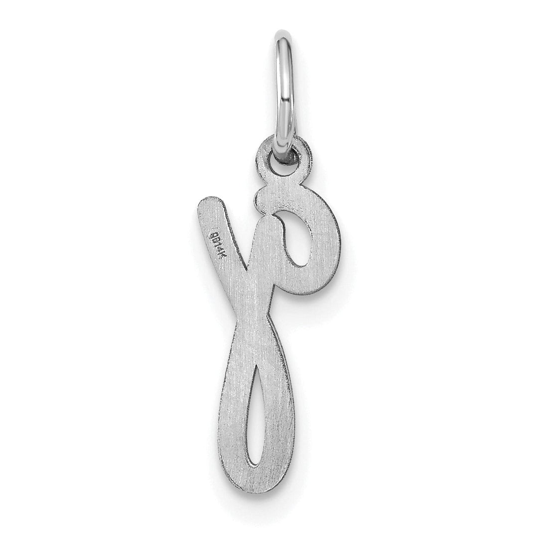 14K White Gold Small Size Lower Case Script Letter G Initial Pendant