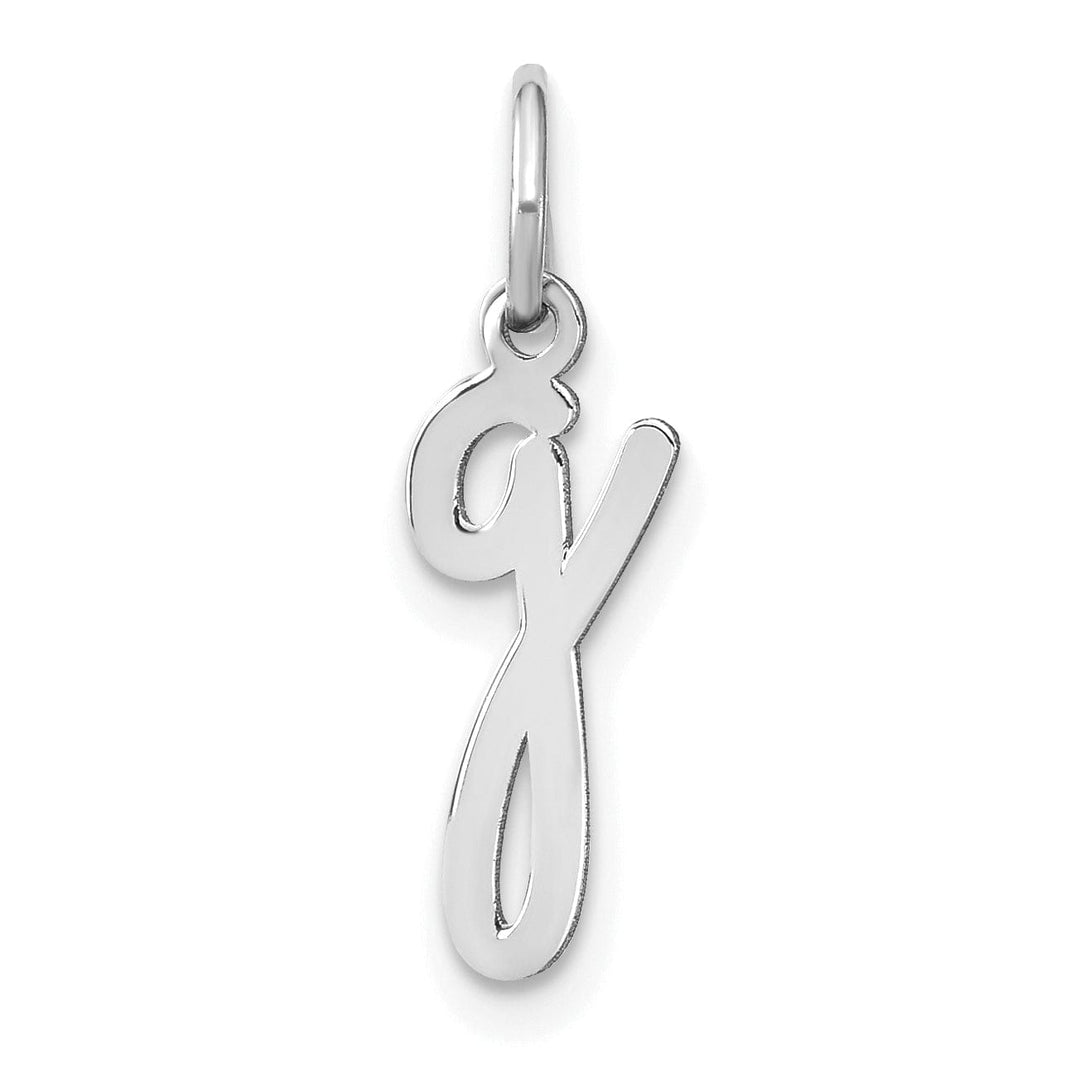 14K White Gold Small Size Lower Case Script Letter G Initial Pendant