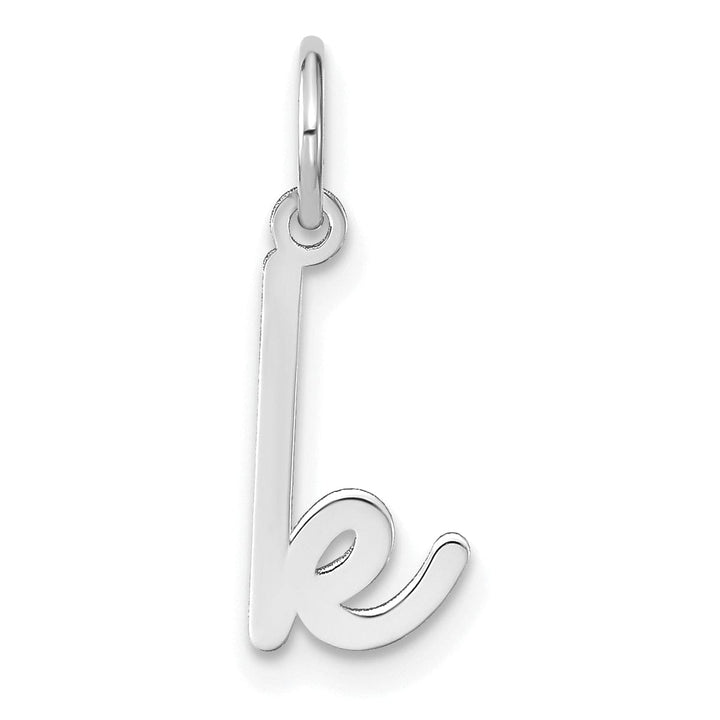 14K White Gold Small Size Lower Case Script Letter K Initial Pendant