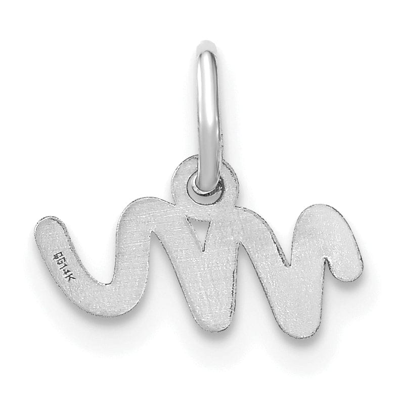 14K White Gold Small Size Lower Case Script Letter M Initial Pendant