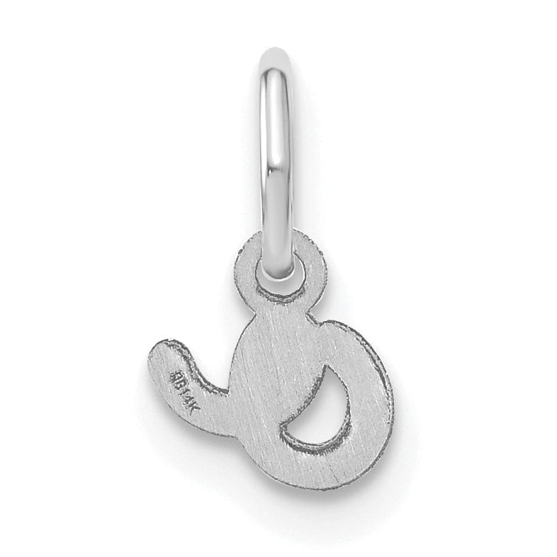 14K White Gold Small Size Lower Case Script Letter O Initial Pendant