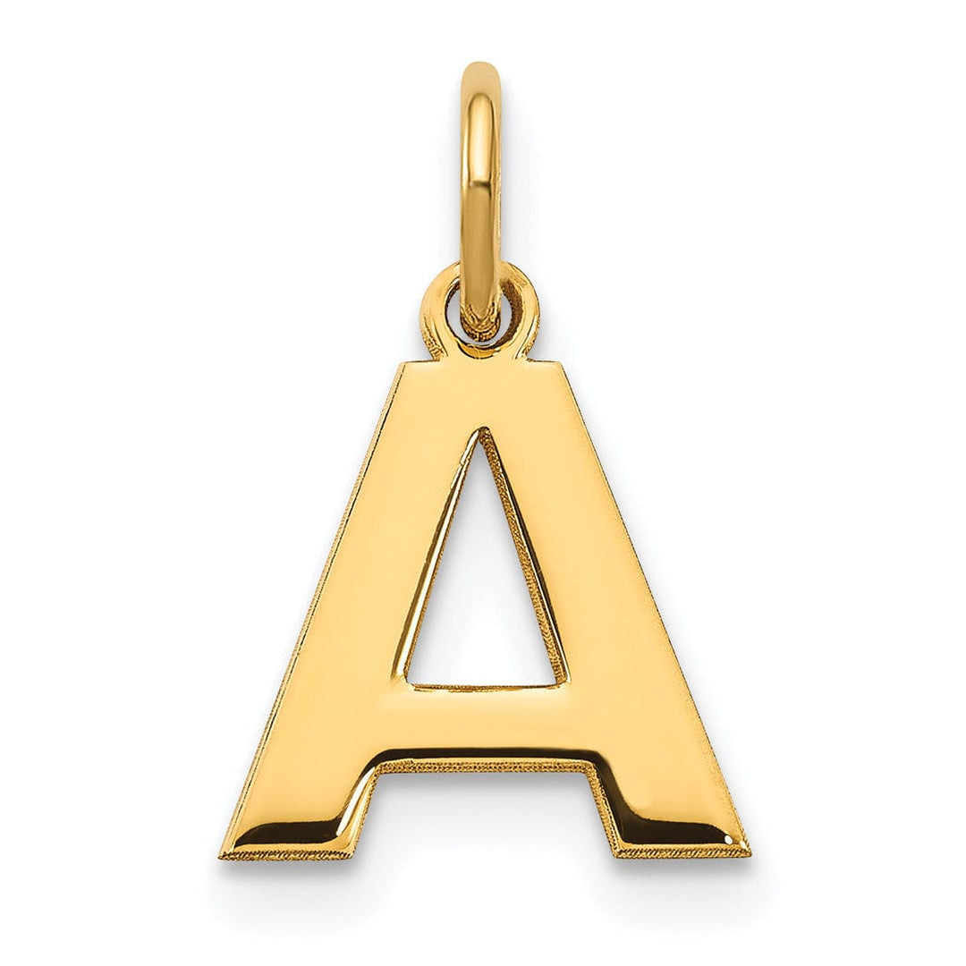 14k Yellow Gold Small Size Letter A Initial Block Pendant