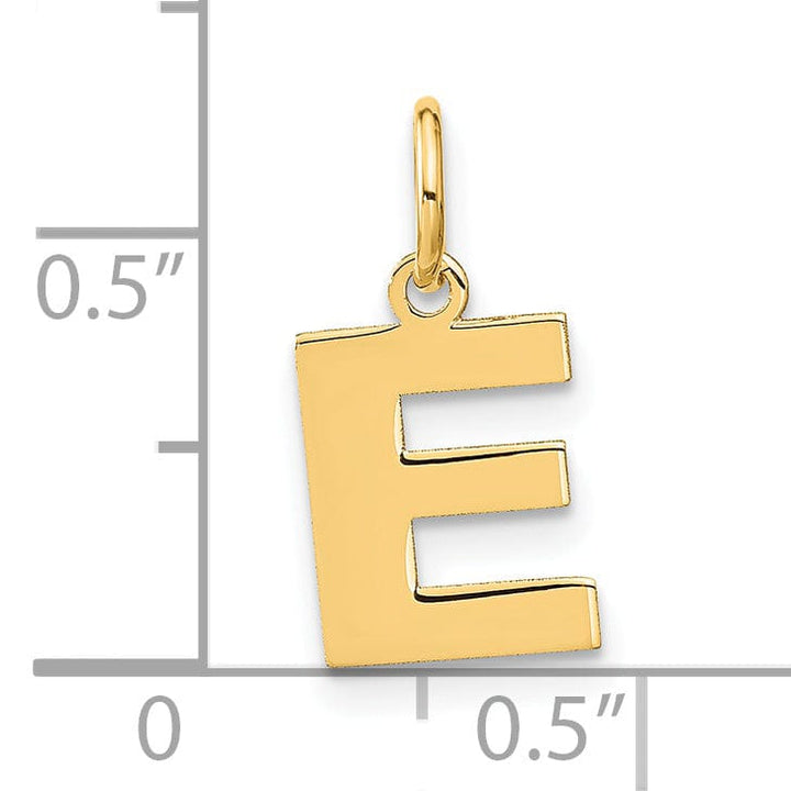 14k Yellow Gold Small Size Letter E Initial Block Pendant