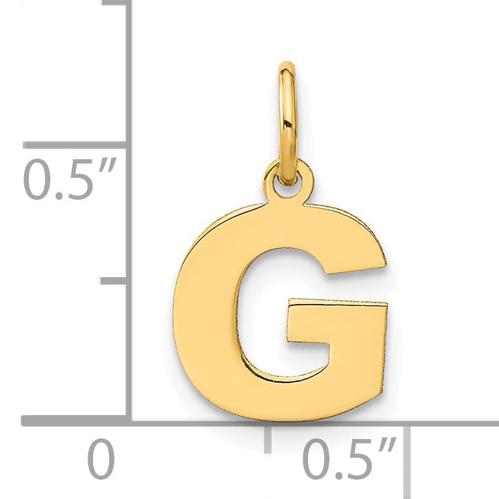 14k Yellow Gold Small Size Letter G Initial Block Pendant