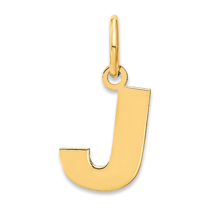 14k Yellow Gold Small Size Letter J Initial Block Pendant