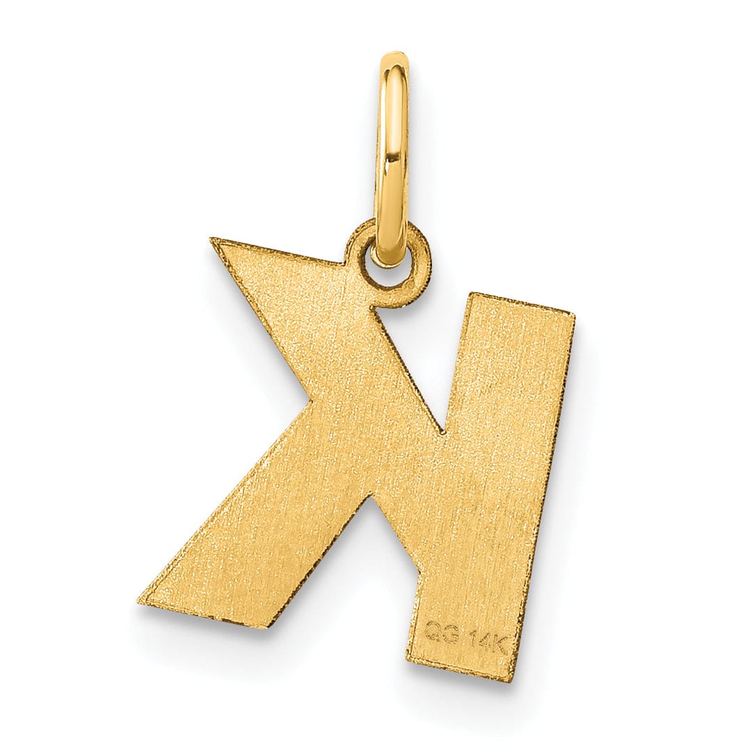 14k Yellow Gold Small Size Letter K Initial Block Pendant