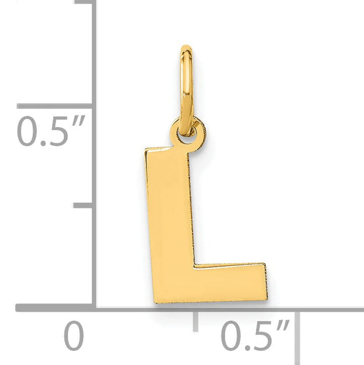 14k Yellow Gold Small Size Letter L Initial Block Pendant
