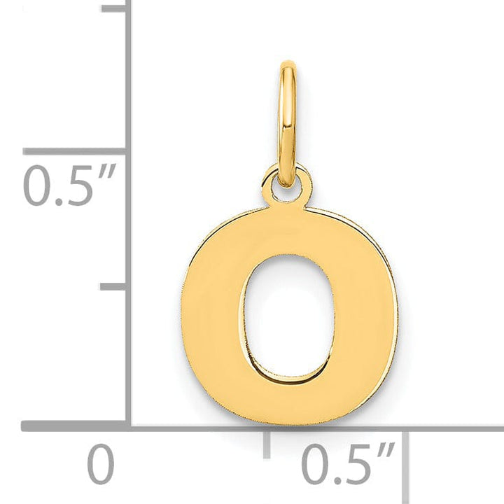 14k Yellow Gold Small Size Letter O Initial Block Pendant
