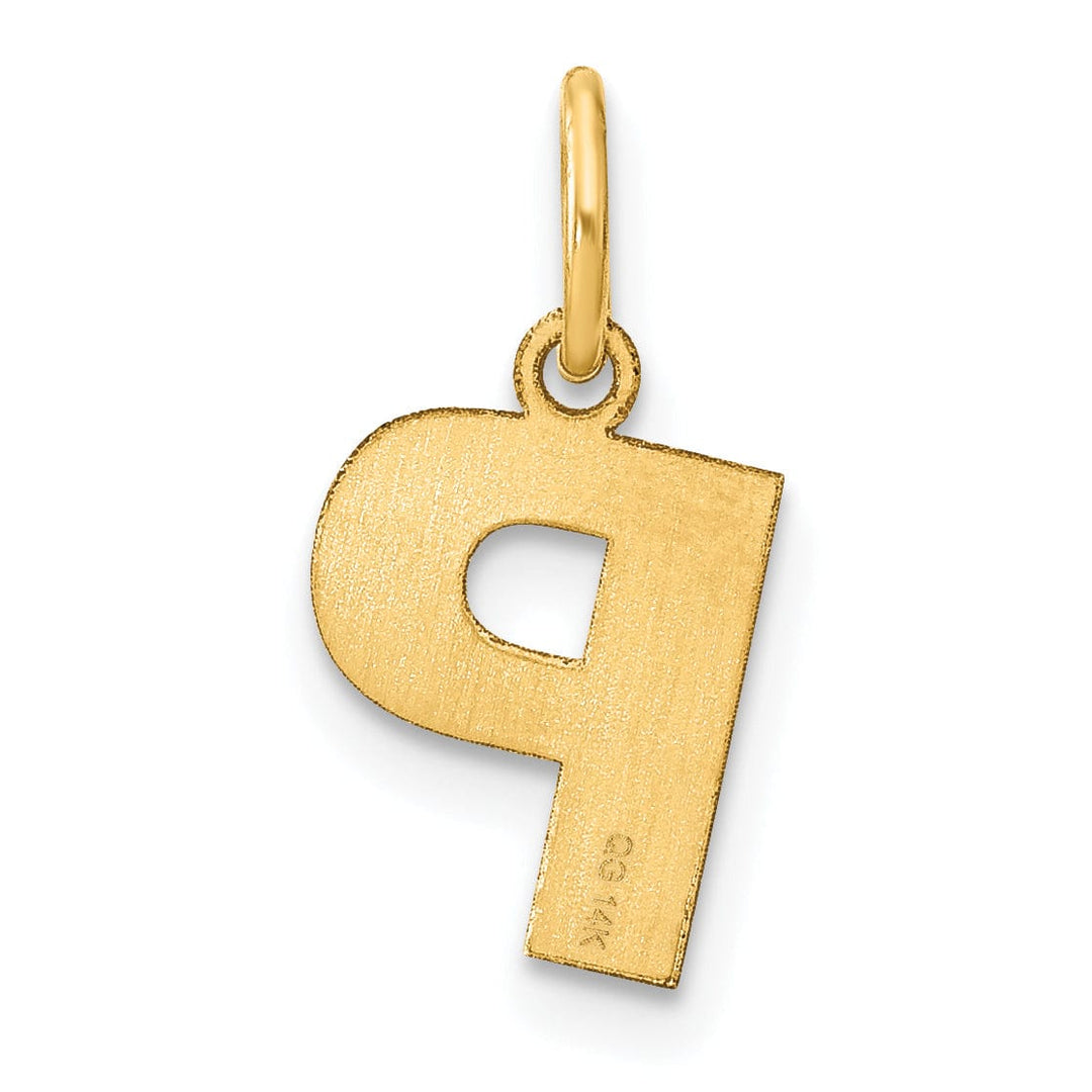 14k Yellow Gold Small Size Letter P Initial Block Pendant