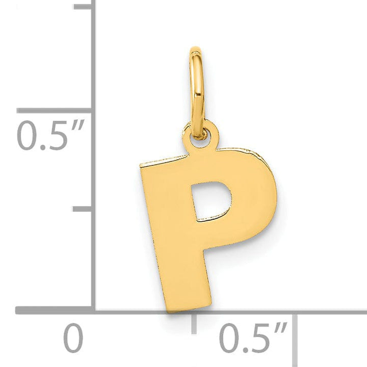 14k Yellow Gold Small Size Letter P Initial Block Pendant