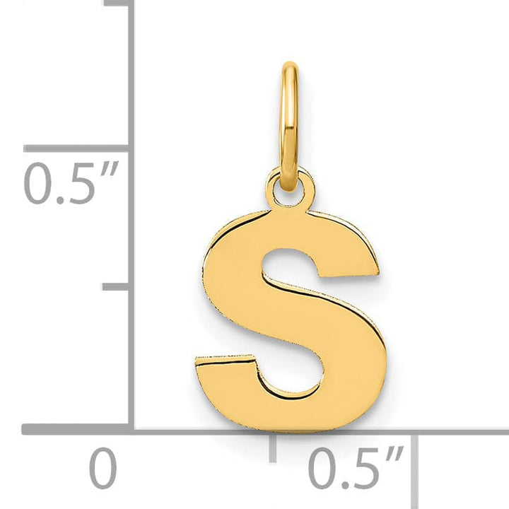 14k Yellow Gold Small Size Letter S Initial Block Pendant