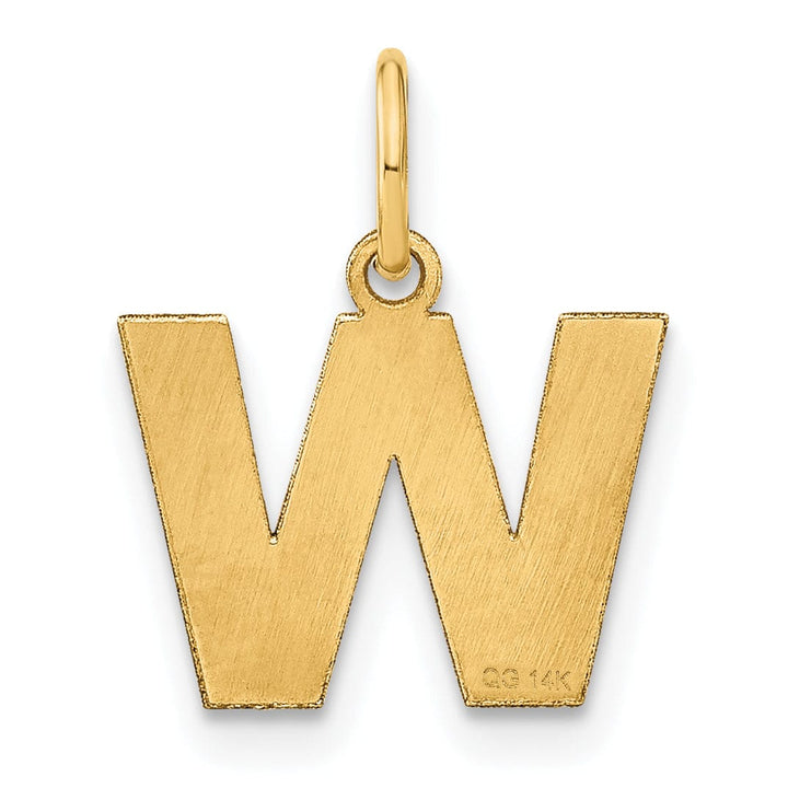 14k Yellow Gold Small Size Letter W Initial Block Pendant