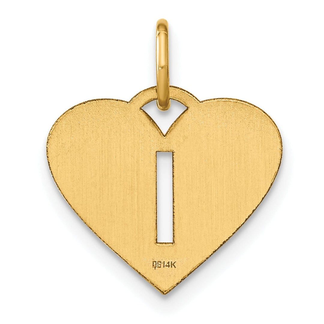 14k Yellow Gold Heart Cut-Out Letter I Initial Pendant