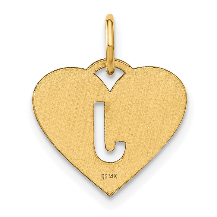 14k Yellow Gold Heart Cut-Out Letter J Initial Pendant