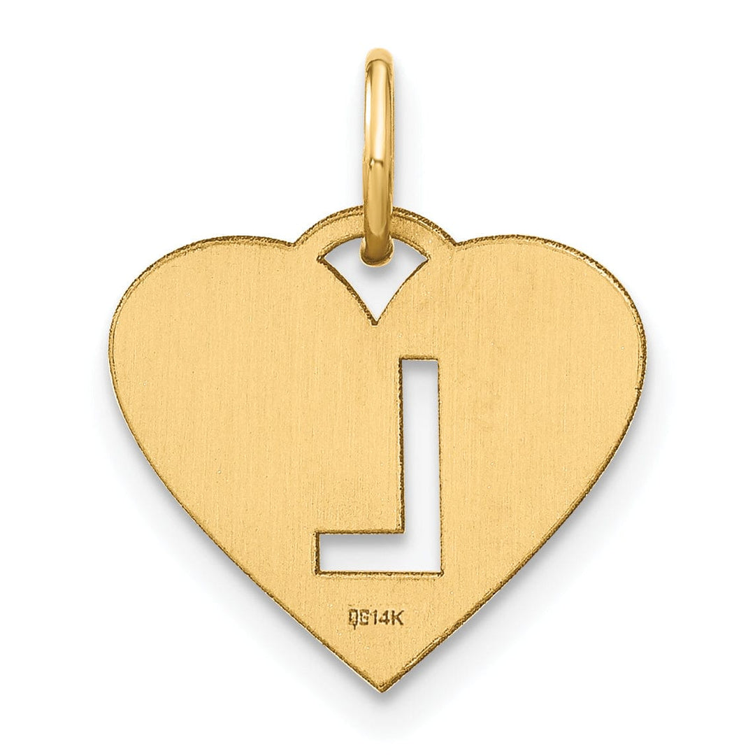 14k Yellow Gold Heart Cut-Out Letter L Initial Pendant