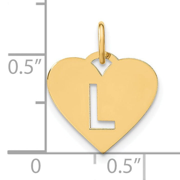 14k Yellow Gold Heart Cut-Out Letter L Initial Pendant