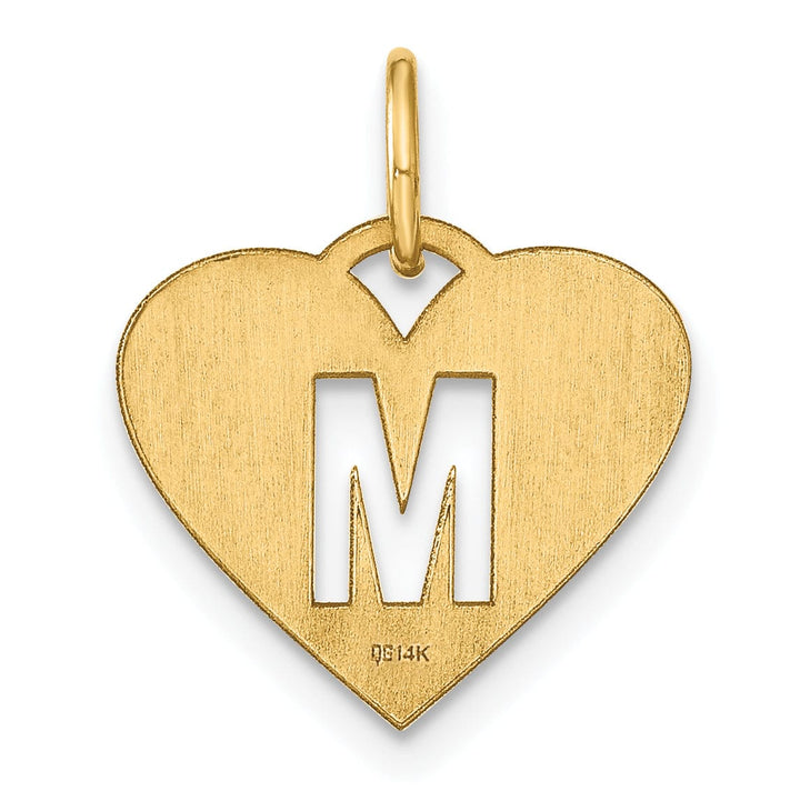 14k Yellow Gold Heart Cut-Out Letter M Initial Pendant