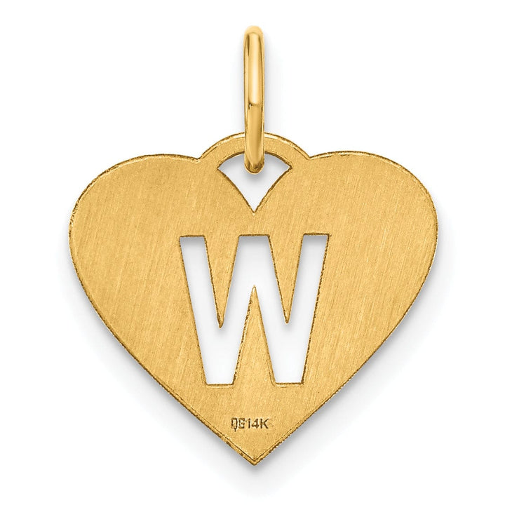 14k Yellow Gold Heart Cut-Out Letter W Initial Pendant