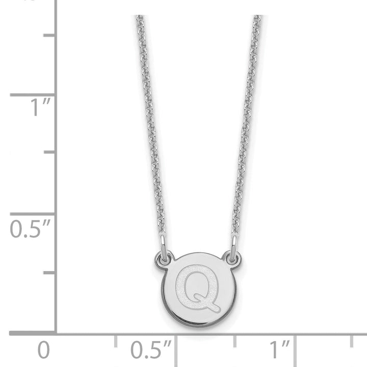 14k White Gold Tiny Circle Block Letter R Initial Pendant and Necklace