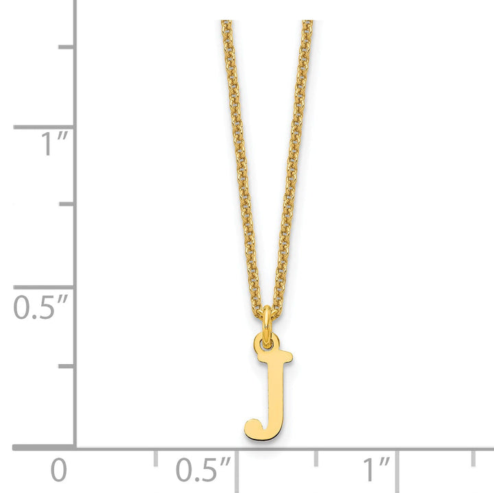 14k Yellow Gold Tiny Cut Out Block Letter K Initial Pendant and Necklace