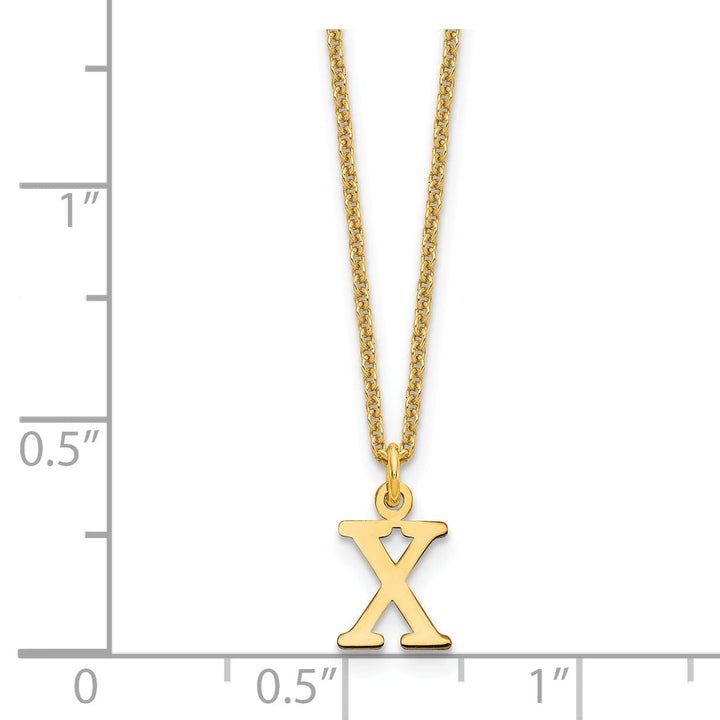 14k Yellow Gold Tiny Cut Out Block Letter Y Initial Pendant and Necklace