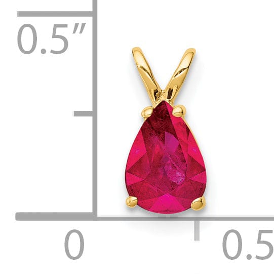 14k Yellow Gold Ruby Diamond Pendant