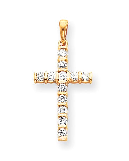 14k Yellow Gold VS2 / SI1 Diamond Cross Pendant