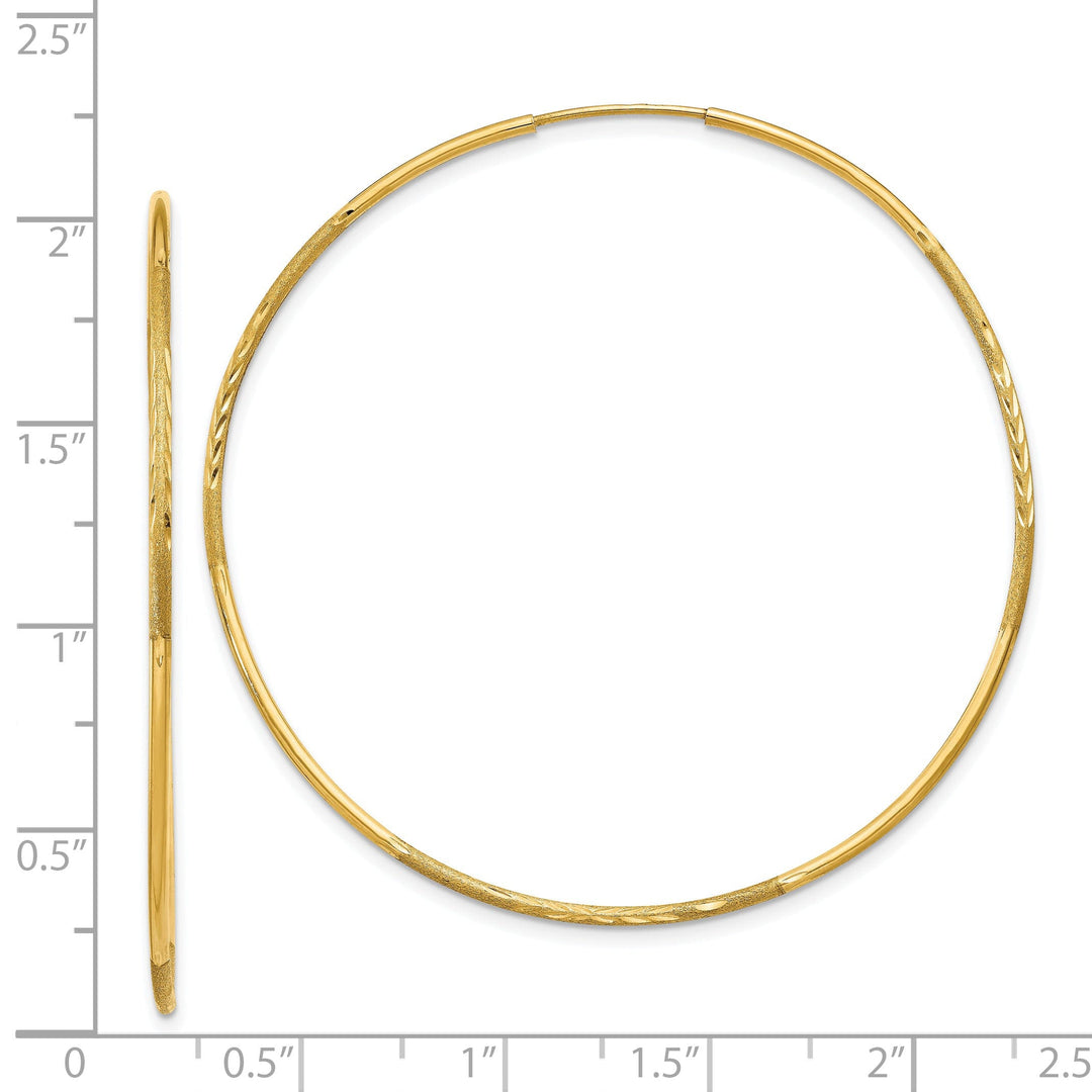 14k Yellow Gold Satin D.C Endless Hoops 1.25mm x 51mm