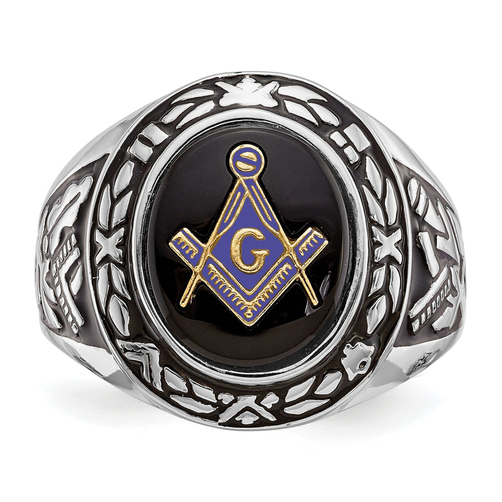 14k White Gold Men's Masonic Ring