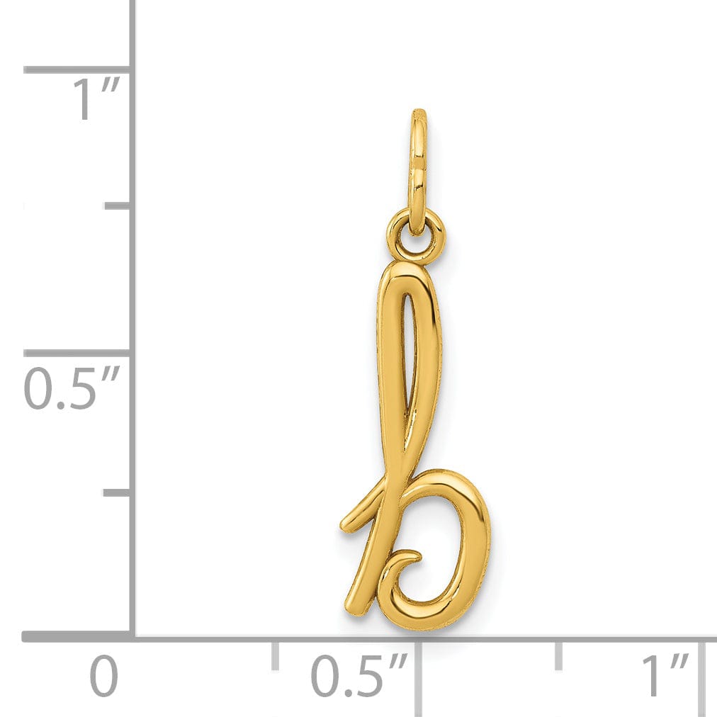 14K Yellow Gold Lower Case Script Letter B Initial Pendant