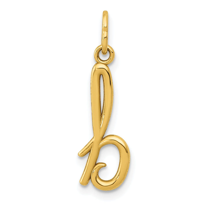 14K Yellow Gold Lower Case Script Letter B Initial Pendant