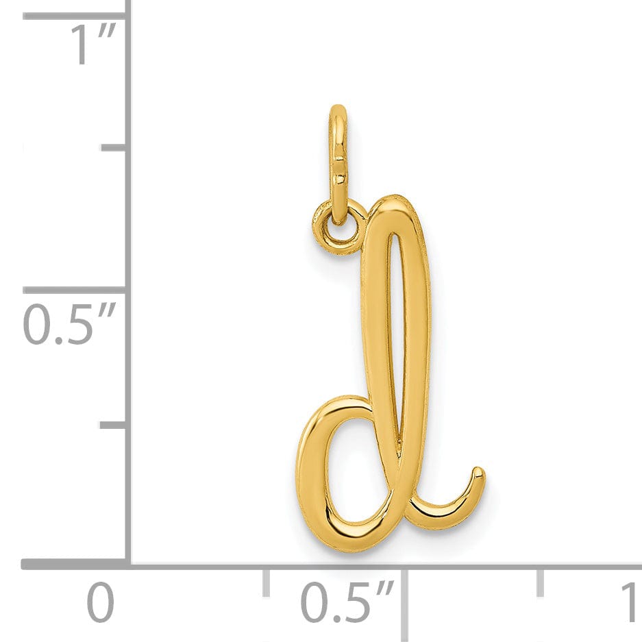 14K Yellow Gold Lower Case Script Letter D Initial Pendant