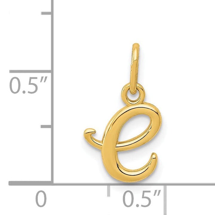 14K Yellow Gold Lower Case Script Letter E Initial Pendant